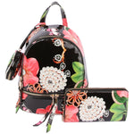 Load image into Gallery viewer, Black Floral Backpack Set
