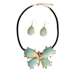 Load image into Gallery viewer, Turquoise Marbled Butterfly Pendant Set
