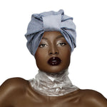 Load image into Gallery viewer, Silver Shimmering Metallic Turban
