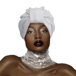 Load image into Gallery viewer, White Shimmering Metallic Turban
