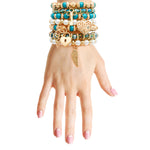 Load image into Gallery viewer, Teal and Pearl Love 7pcs Bracelets
