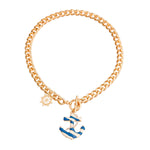 Load image into Gallery viewer, Blue Stripe Anchor Charm Necklace
