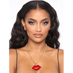 Load image into Gallery viewer, Red Lips Gold Chain Necklace
