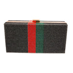 Load image into Gallery viewer, Black Red Green Stripe Hardcase Clutch
