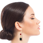 Load image into Gallery viewer, Burgundy Lipstick Charm Hoops
