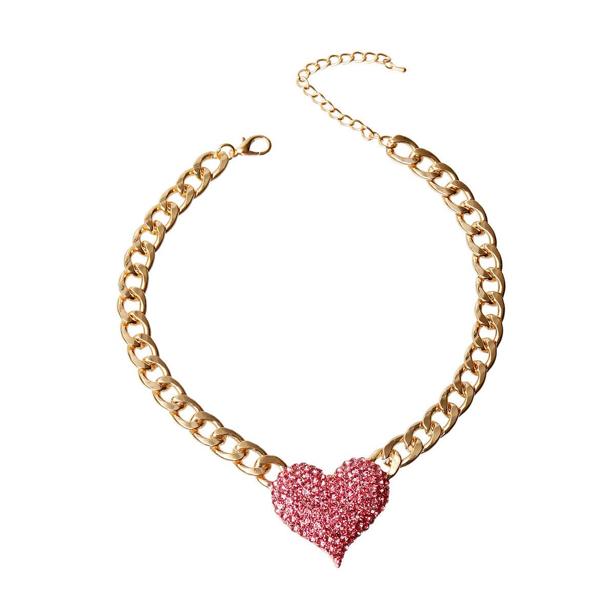 Pink Rhinestone Heart Necklace