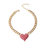 Load image into Gallery viewer, Pink Rhinestone Heart Necklace
