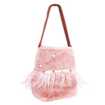Load image into Gallery viewer, Mauve Fur Pearl Stud Bucket Bag
