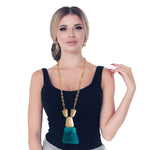 Load image into Gallery viewer, Teal Marbled Long Cable Chain Necklace
