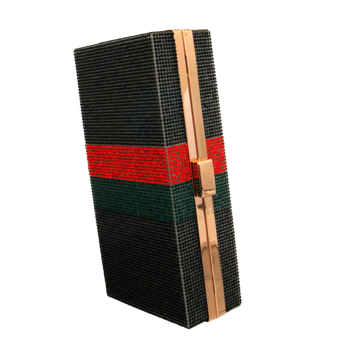 Black Red Green Stripe Hardcase Clutch