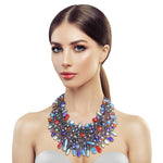 Load image into Gallery viewer, Blue Bead and Copper Bib Necklace
