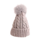 Load image into Gallery viewer, Gray Fox Fur Pom Beanie
