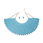 Load image into Gallery viewer, Blue Bead Bib Necklace Set
