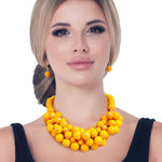Load image into Gallery viewer, Mustard Ball Bead Cluster Collar Set
