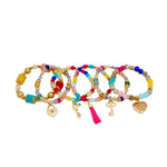Load image into Gallery viewer, Love Charm Rainbow Bead Stretch Bracelet Set

