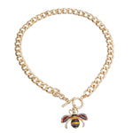 Load image into Gallery viewer, Multicolored Rhinestone Bee Toggle Necklace
