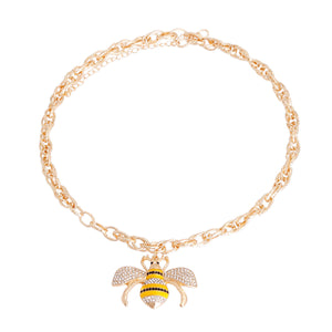 Yellow Striped Bee Chain Link Necklace