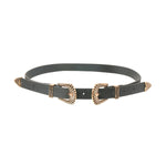 Load image into Gallery viewer, Black Leather Double Buckle Belt
