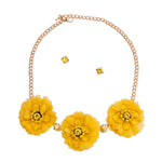 Load image into Gallery viewer, Yellow Fabric Flower Necklace Set
