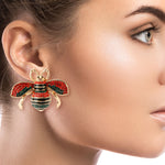 Load image into Gallery viewer, Rhinestone Bee Stud Earrings
