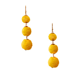 Yellow Sequin Ball Earrings