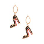 Load image into Gallery viewer, Bling Boutique High Heel Black Hoops
