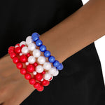 Load image into Gallery viewer, Red White Blue Bracelets 5 Pcs
