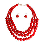 Load image into Gallery viewer, Red Round Wood Bead 3 Strand Necklace
