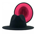 Load image into Gallery viewer, Fedora Black Pink Two Tone Wide Brim Hat for Women
