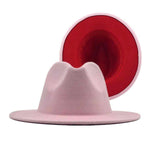 Load image into Gallery viewer, Fedora Light Pink Red Two Tone Wide Brim Hat Women
