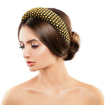 Load image into Gallery viewer, Gold Rhinestone Black Puffy Headband
