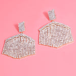 Load image into Gallery viewer, Gold Hexagon Rhinestone Fringe Earrings

