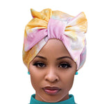 Load image into Gallery viewer, Yellow Tie Dye Bow Turban
