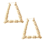 Load image into Gallery viewer, Gold Triangle Bamboo Hoop Earrings
