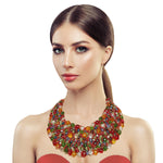 Load image into Gallery viewer, Red and Green Bead Copper Bib
