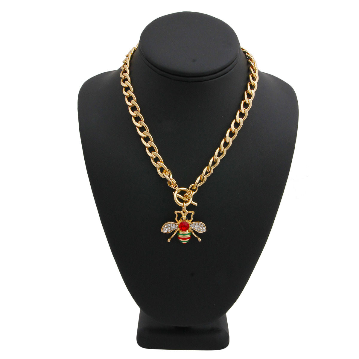 Bee Toggle Necklace with Red