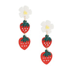 Load image into Gallery viewer, Red Clay Strawberry Dangle Earrings
