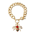 Load image into Gallery viewer, Multicolored Rhinestone Bee Toggle Bracelet
