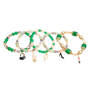 Green Bead Fashion Charm Bracelets
