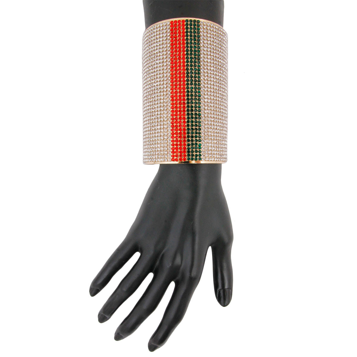 Trendy Striped Rhinestone Cuff Bracelet