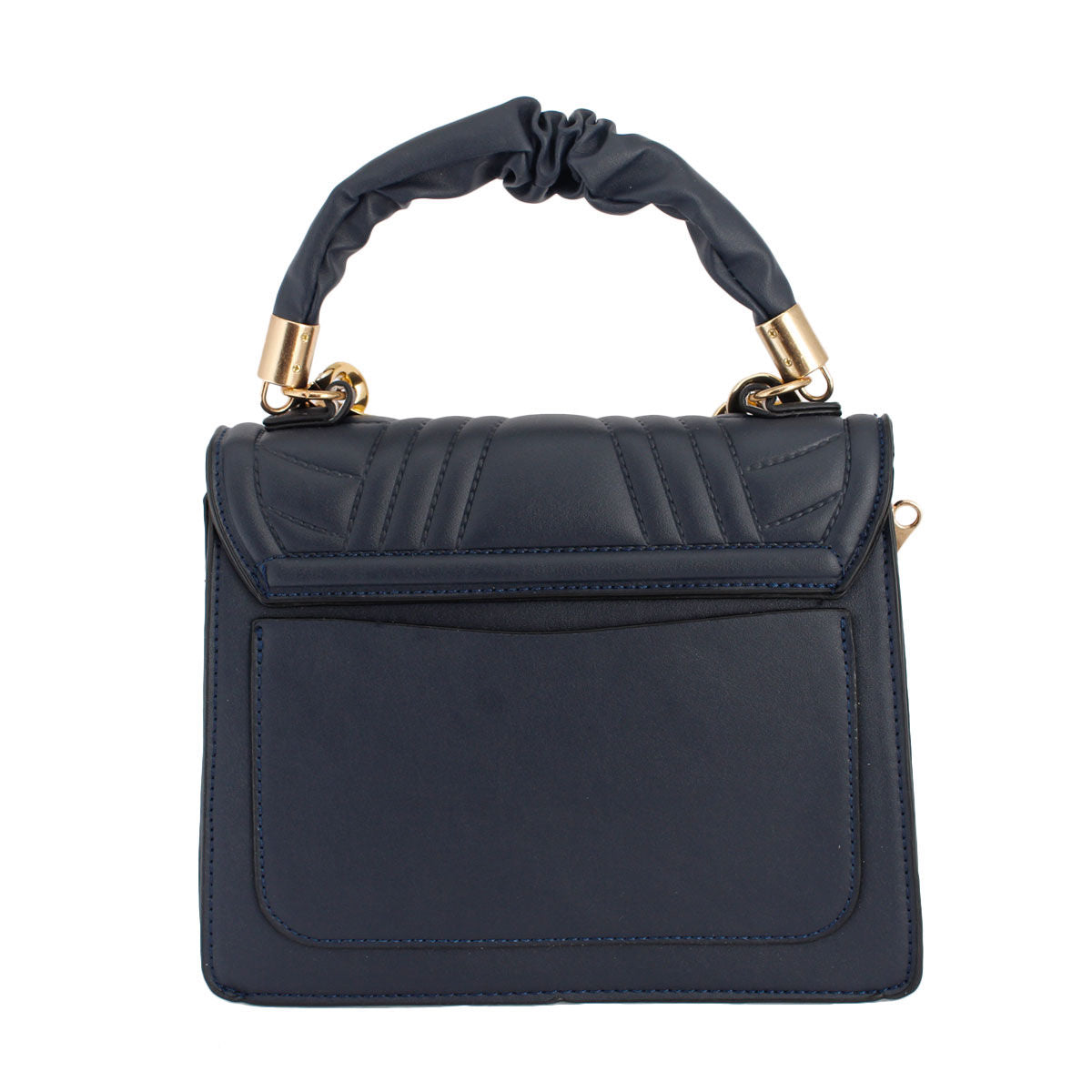 Navy Quilted Square Satchel