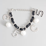 Load image into Gallery viewer, Black Silver Chain Pearl Bracelet
