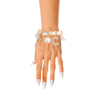 White Gold Chain Pearl Bracelet