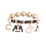 Load image into Gallery viewer, Black &amp; Gold Glam: 5 Charm Bracelet
