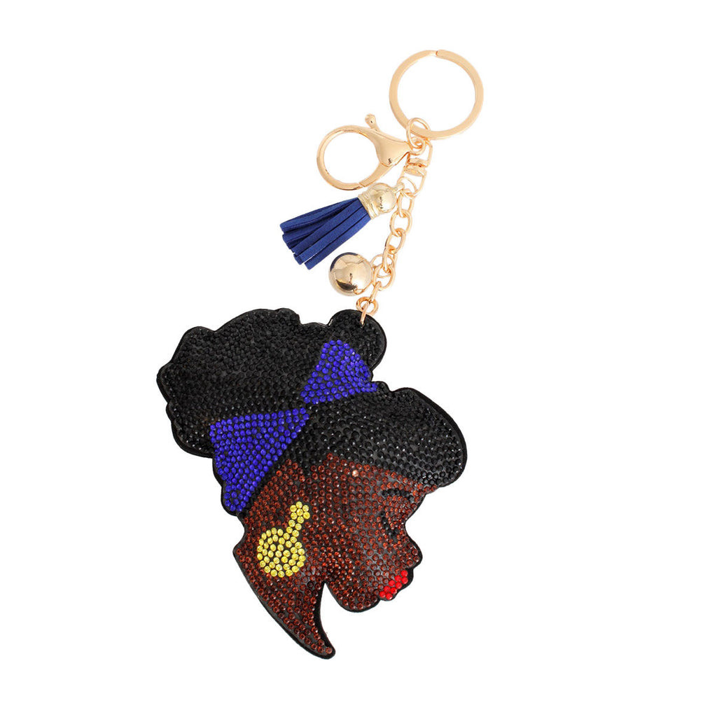 Blue Headband Woman Keychain