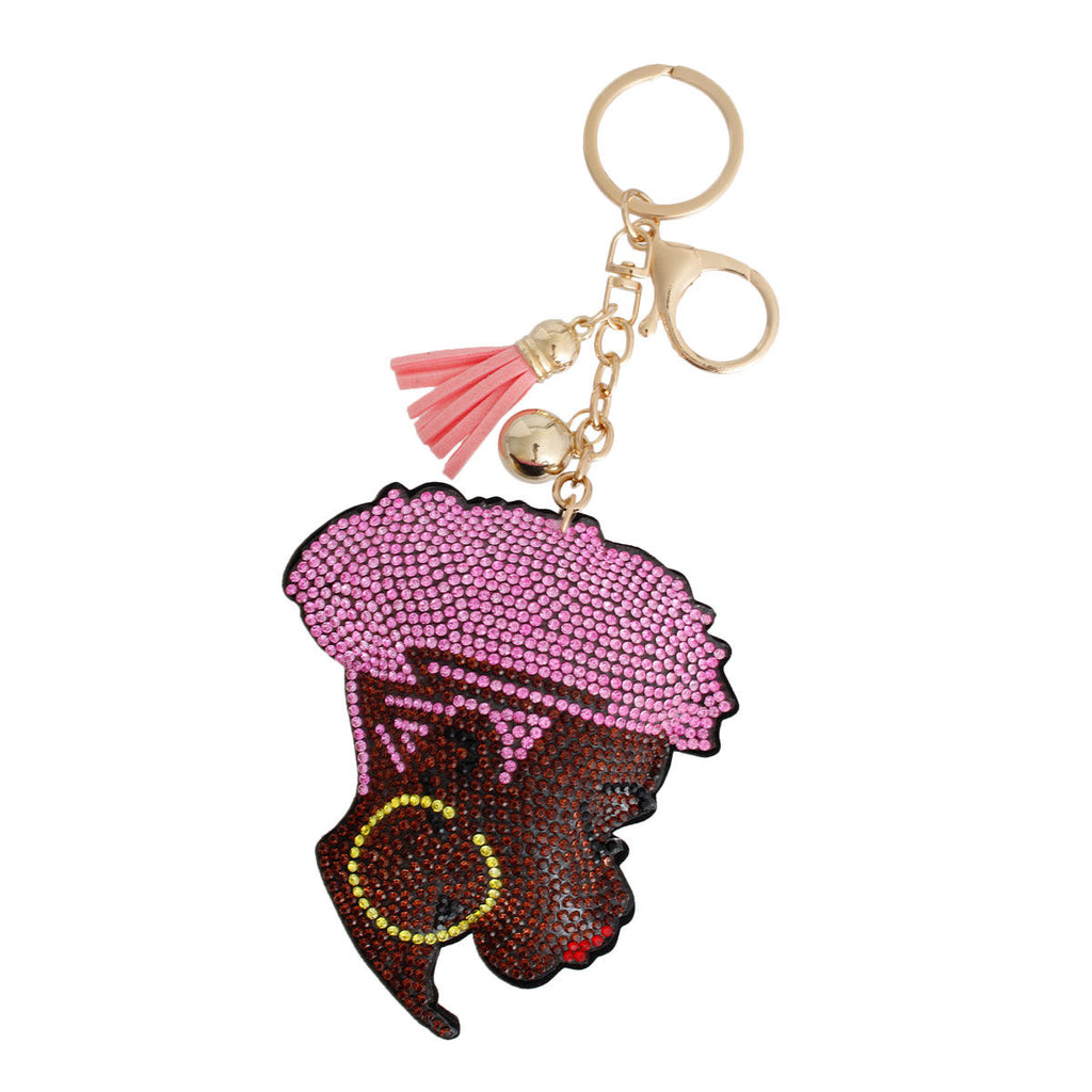 Light Pink Hair Woman Keychain