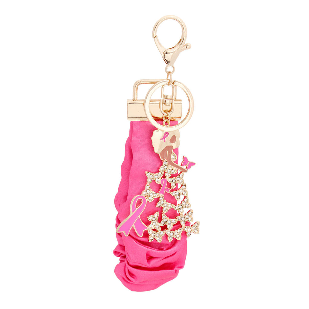 Gold Pink Wristlet Butterfly Keychain