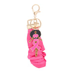 Load image into Gallery viewer, Gold Pink Wristlet Afro Keychain
