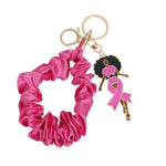 Load image into Gallery viewer, Gold Pink Wristlet Afro Keychain
