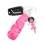 Load image into Gallery viewer, Silver Pink Wristlet Afro Keychain
